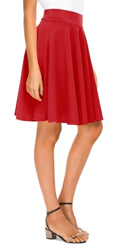 Urban CoCo Women's Basic Midi Skirt Versatile Stretchy Flared Casual High Waisted Skirt Main image