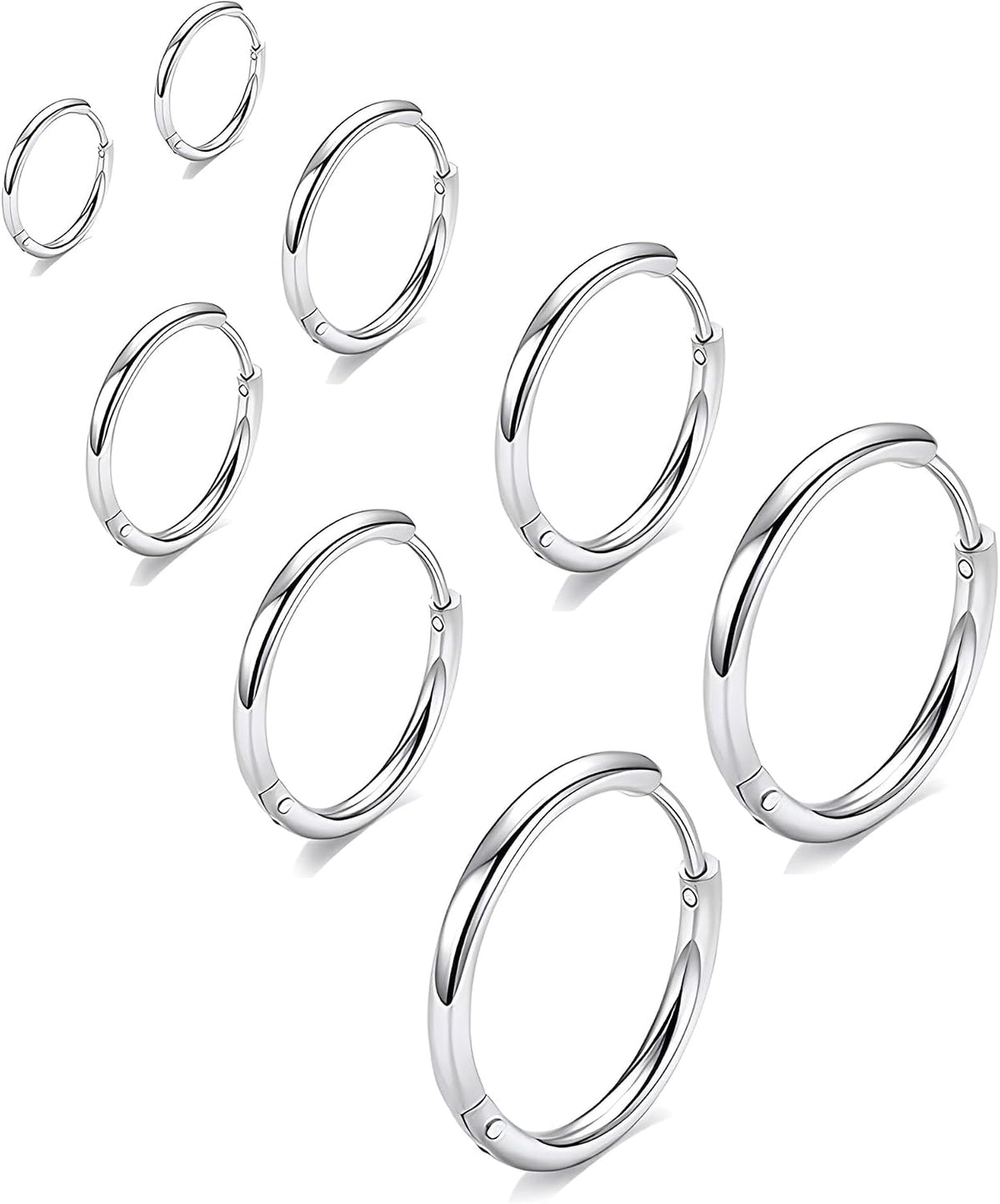 316L Surgical Stainless Steel Huggie Hoop Earrings 6mm 8mm 10mm 11mm 12mm 14mm Hypoallergenic Earrings Hoop Cartilage Helix Lobes Hinged Sleeper