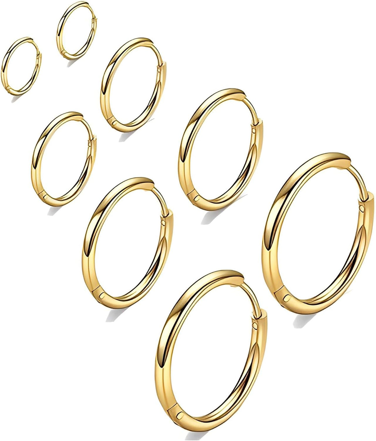 316L Surgical Stainless Steel Huggie Hoop Earrings 6mm 8mm 10mm 11mm 12mm 14mm Hypoallergenic Earrings Hoop Cartilage Helix Lobes Hinged Sleeper