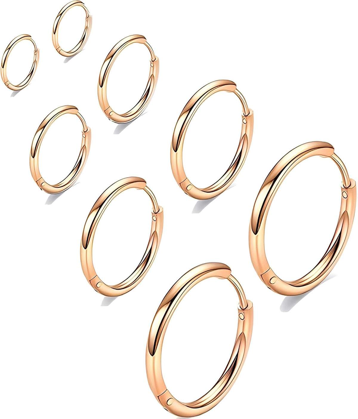 316L Surgical Stainless Steel Huggie Hoop Earrings 6mm 8mm 10mm 11mm 12mm 14mm Hypoallergenic Earrings Hoop Cartilage Helix Lobes Hinged Sleeper