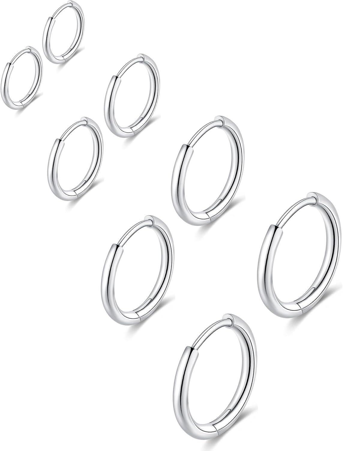 316L Surgical Stainless Steel Huggie Hoop Earrings 6mm 8mm 10mm 11mm 12mm 14mm Hypoallergenic Earrings Hoop Cartilage Helix Lobes Hinged Sleeper