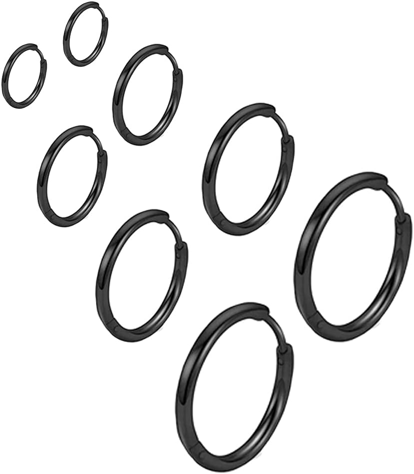 316L Surgical Stainless Steel Huggie Hoop Earrings 6mm 8mm 10mm 11mm 12mm 14mm Hypoallergenic Earrings Hoop Cartilage Helix Lobes Hinged Sleeper