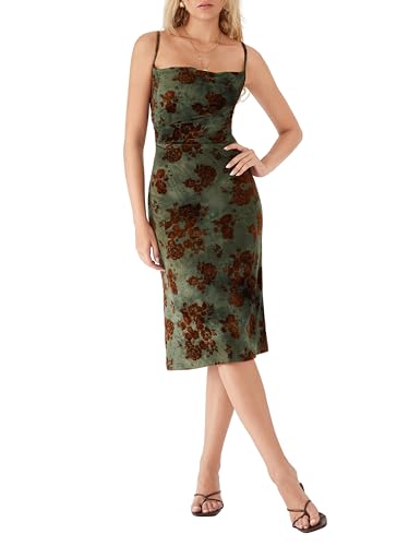 CIDER Womens Velvet Dress Floral Sleeveless Midi Wedding Guest Dresses Secondary image