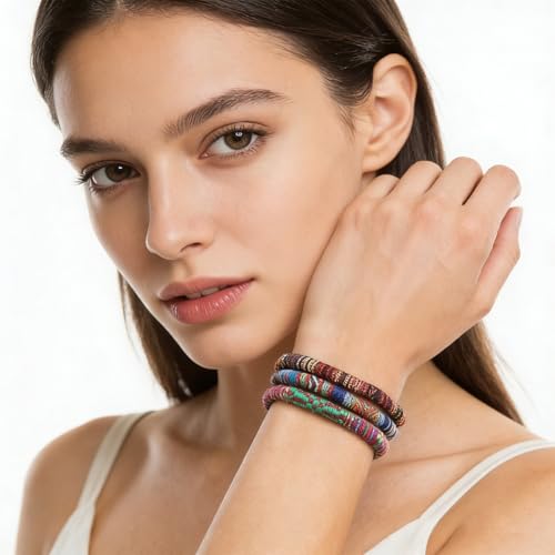 HZMAN Mix 6 Wrap Bracelets Men Women, Hemp Cords Ethnic Tribal Bracelets Wristbands (Mix 6 Wrap)