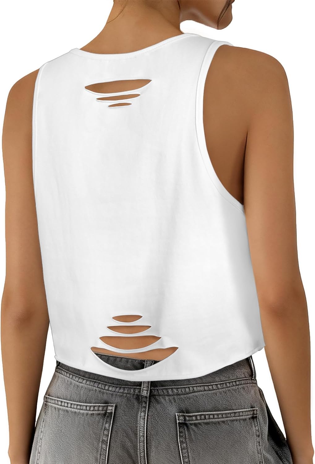 Remidoo Crop Tops for Women Casual Cropped Tank Top Summer Sleeveless Shirts