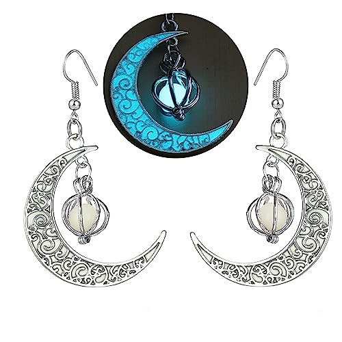 EEQQBZ Glow In Dark Crescent Moon Dangle Earrings