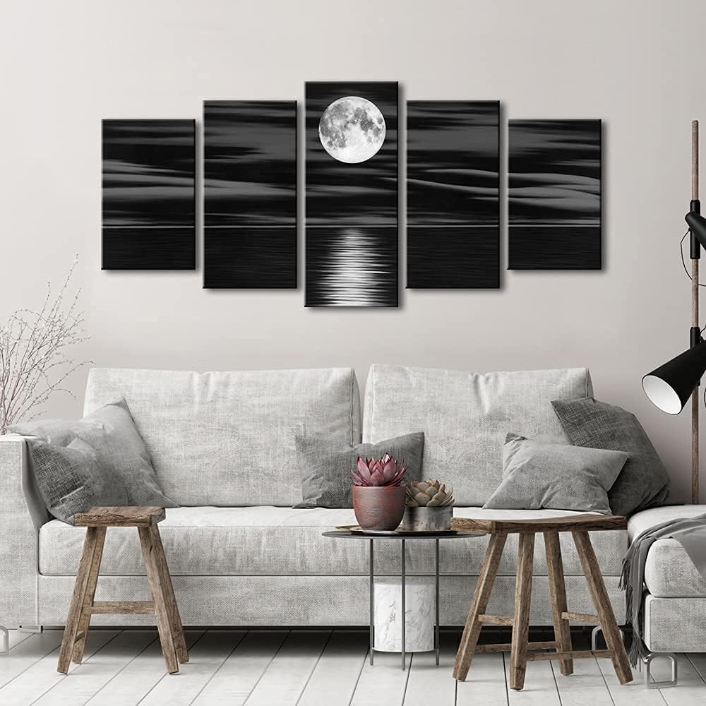 Sea White — Full Moon in Night Canvas Print