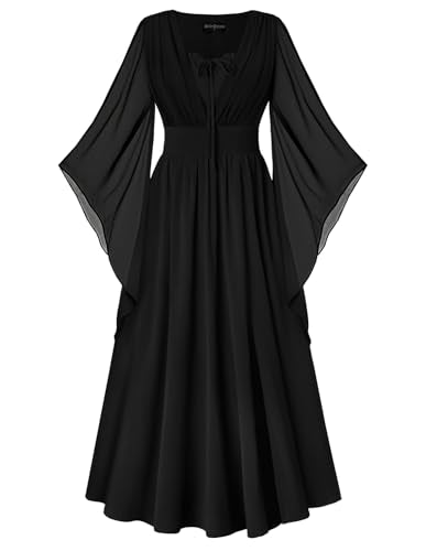 Scarlet Darkness Renaissance Costume Women Pirate Medieval Maxi Dress