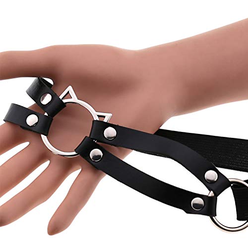 2pcs Adjustable Faux Leather Leg Garter, Elastic Punk Thigh Straps for Ladies