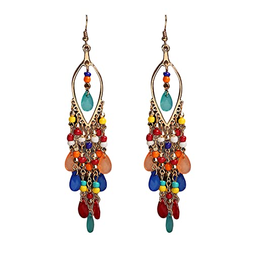 Crystal Beaded Tassel Bridal Earrings