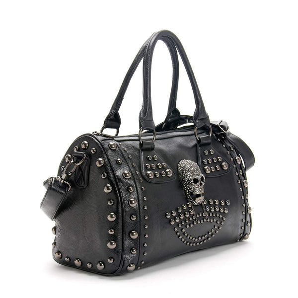 Women Skull Handbag — Large Capacity Gothic Studded Shoulder Bag