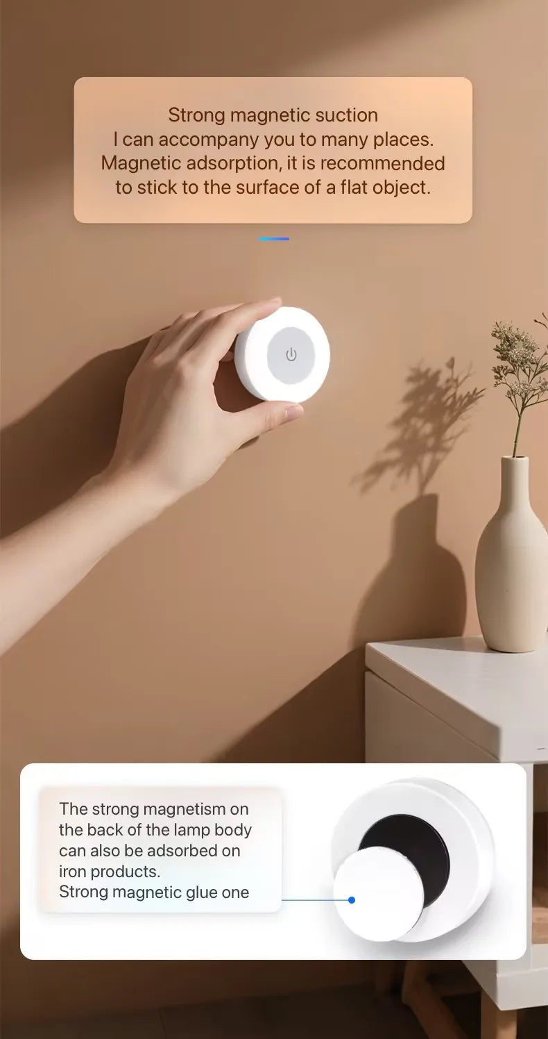Energy Saving LED Touch Sensor Night LED Light Room Aisle Bedroom Round Portable Night Lamp Main image