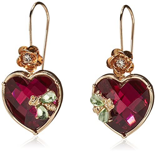 Betsey Johnson Womens Stone Heart Dangle Earrings Main image
