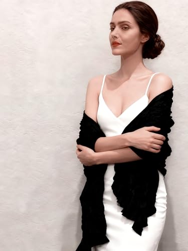 Geyoga Women Crushed Velvet Shawl Wrap Evening Dresses