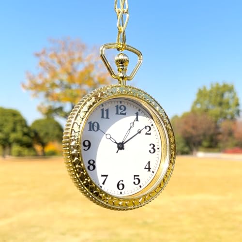 Honcloud 3.7 Inches Diameter Gold Prop Pocket Watch for Red Halloween
