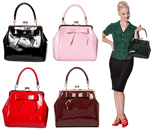 American Vintage Rockabilly Retro 50s Top-Handle Handbag — Burgundy Secondary image
