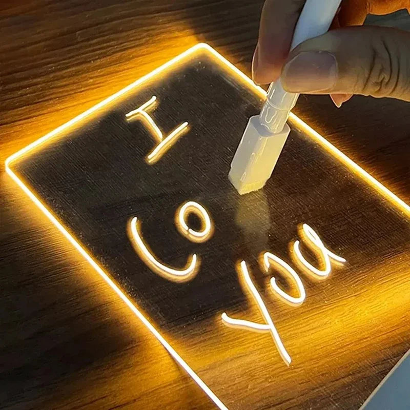 Diy Notepad LED Drawing Board Glowing Acrylic Message Board With Pen Erasable Children's Drawing ...