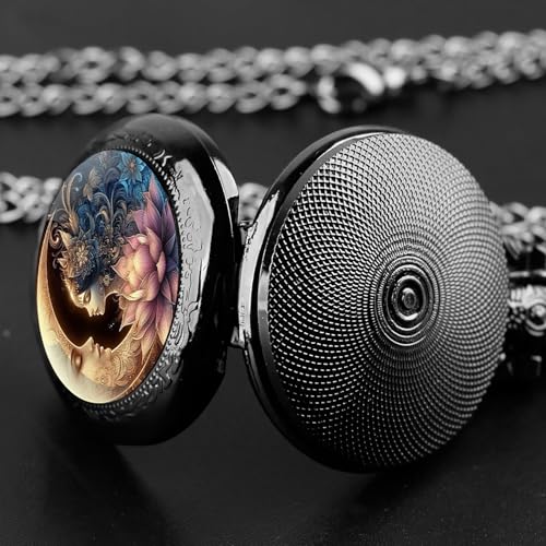 Vintage Pocket Watch for Women Men Graphic Animal Design Quartz Pocket