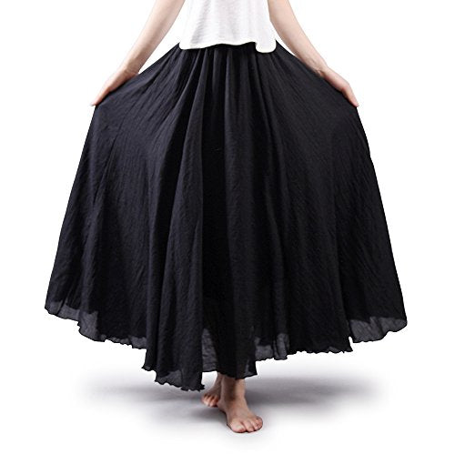 OCHENTA Boho Cotton Maxi Skirts Flowy Long A Line Skirt for Women S-L&Girls