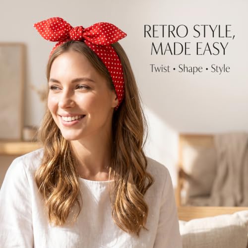 2 Pcs Polka Dot Headband, Halloween 50s Accessory(Red, Black,Small Dots)