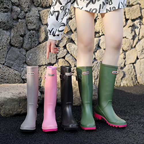 Rain Boots For Women, Waterproof Anti-slip Knee High Rubber Boots