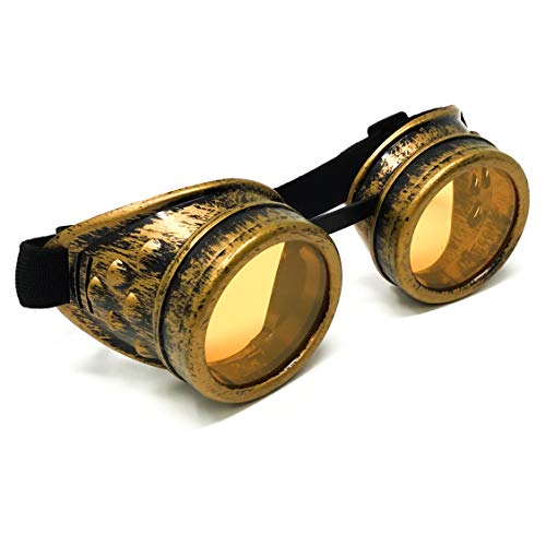 Victorian Steampunk Rave Goggles – Vintage Gold Main image