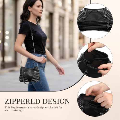 Studded Rivet Chain Crossbody Messenger Bag