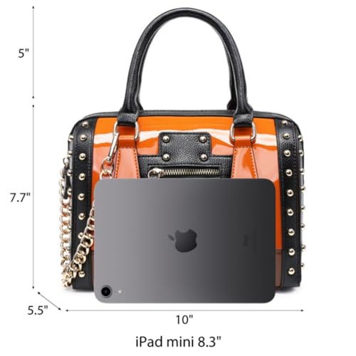 Women's Barrel Bag Shiny Patent Faux Leather Top-Handle Satchel