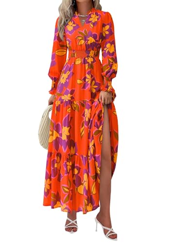 PRETTYGARDEN Women's Floral Maxi Dress Fall A Line Wedding Guest Dresses