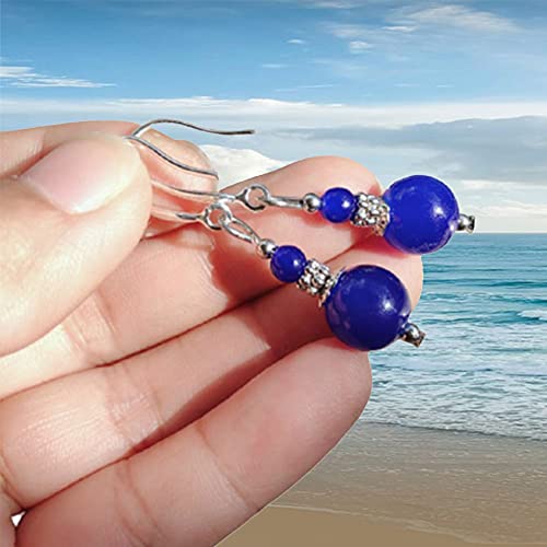 Double Lapis Lazuli Drop Bead Earrings Secondary image