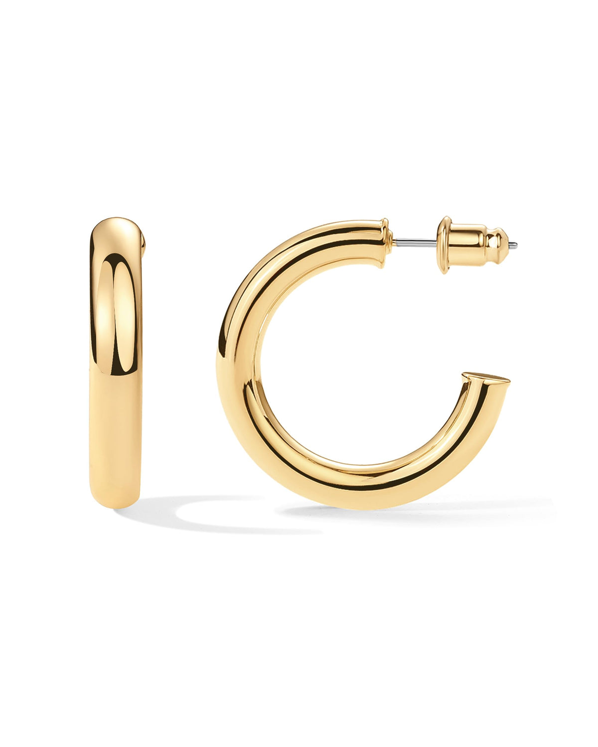PAVOI Chunky Hoop Earrings for Women, 14K Gold Plated, Yellow Gold, Size 30