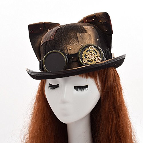 Steampunk Top Hat with Attached Goggles – Unisex