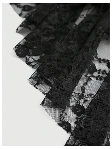Verdusa Women's Goth Gothic Lace Fishtail Skirts Ruffle Vampire Bodycon Long Skirt