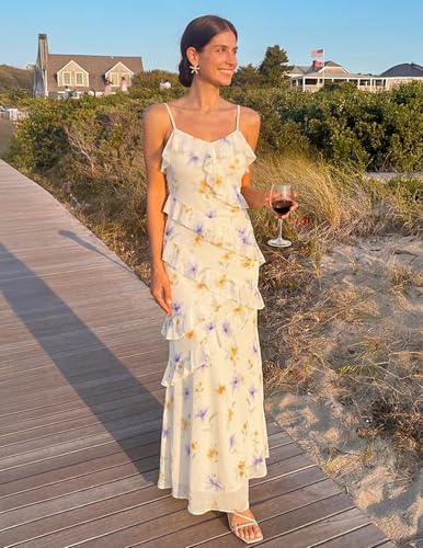 MEROKEETY Summer Floral Wedding Guest Maxi Dress Women 2026 Formal Cocktail