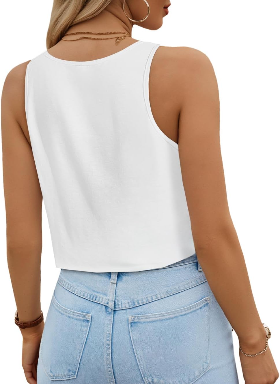 Remidoo Crop Tops for Women Casual Cropped Tank Top Summer Sleeveless Shirts