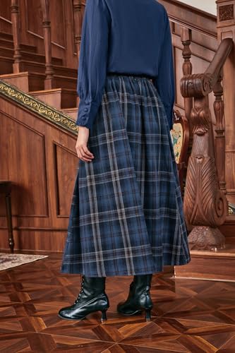 Scarlet Darkness Plaid Skirts for Women High Waist Layered Long Skirt