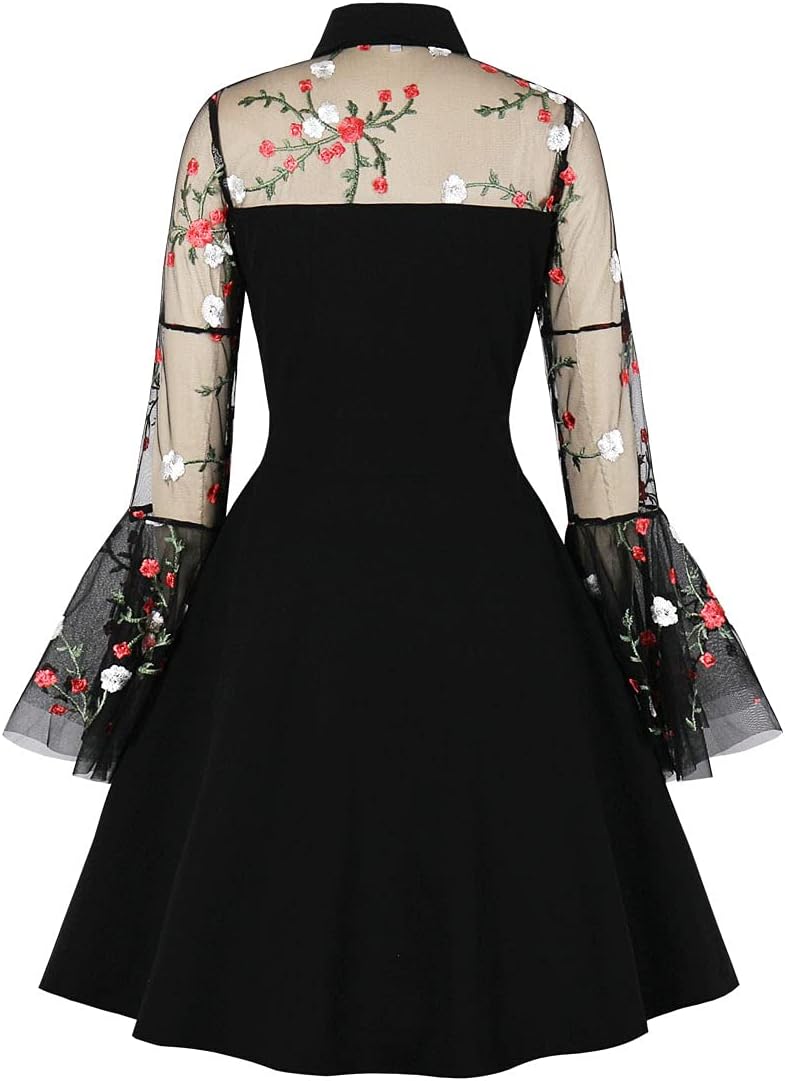 Women's Vintage Polka Dot 1950s Audrey Retro Rockabilly Prom Dress 50's 60's A-Line Cocktail Party Swing Dress
