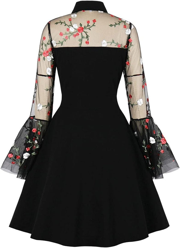 Women's Vintage Polka Dot 1950s Audrey Retro Rockabilly Prom Dress 50's 60's A-Line Cocktail Party Swing Dress