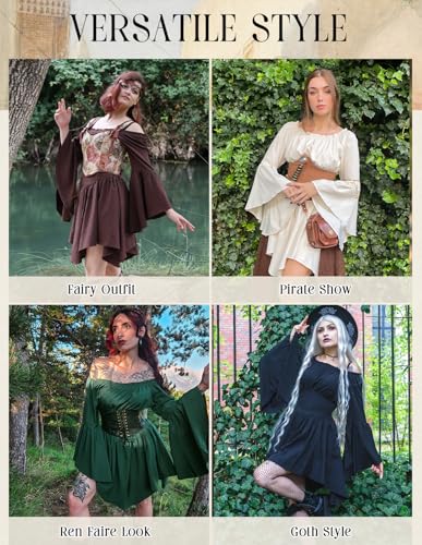 Scarlet Darkness Renaissance Costume Women Pirate Off Shoulder Corset Dress
