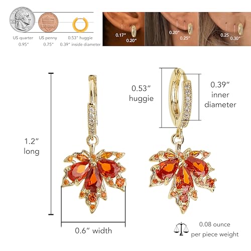 Gold Silver Small Hoop Dangle Earrings for Women, Trendy Dainty Rhinestone CZ Dangling Prom Wedding Leaf Flower Snowflake Butterfly Starfish Fashion Jewelry Gift
