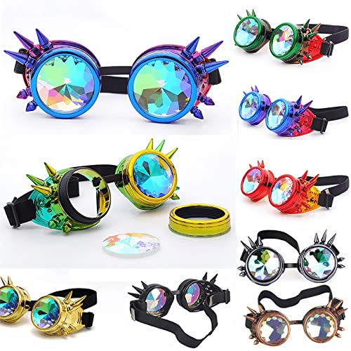 Kaleidoscope Rainbow Prism Steampunk Rave Goggles