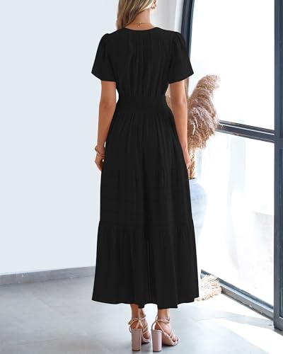 BTFBM Womens Summer 2026 Casual Maxi Dresses Lightweight Short Sleeve Dress