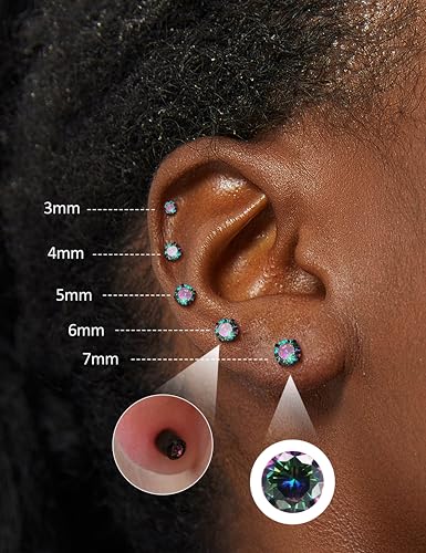 Subiceto 1 Pair Titanium Stud Earrings for Women Men Hypoallergenic