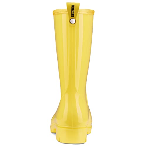 Mid Calf Rain Boots, Waterproof Shoes Glossy Rubber Pvc