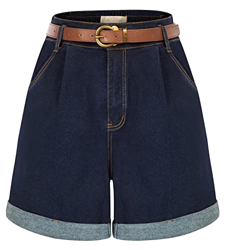 High-Waisted Wide-Leg Denim Shorts with Pockets