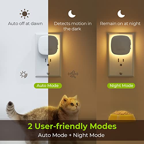 Auvon Plug-in LED Backlit Night Light With Motion Sensor & Dusk to Dawn Sensor, Dimmable Warm Whi...