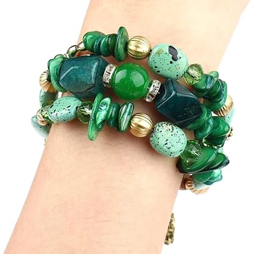 Women Beaded Bracelet Set | Colorful Boho Stackable Trendy Design with Crystal Accents Multilayer Bangle Bracelet | Fashion Stretch Braclets Jewelry for Women