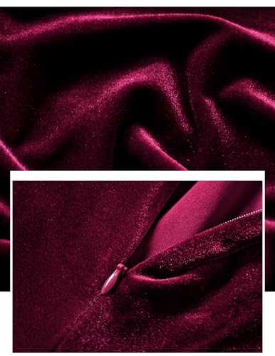 Bbonlinedress Women Velvet Christmas Long Sleeve Cocktail Dress Burgundy M