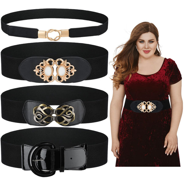4 Pieces Plus Size Waist Belts For Women 2 Xl Wide Stretchy Elastic