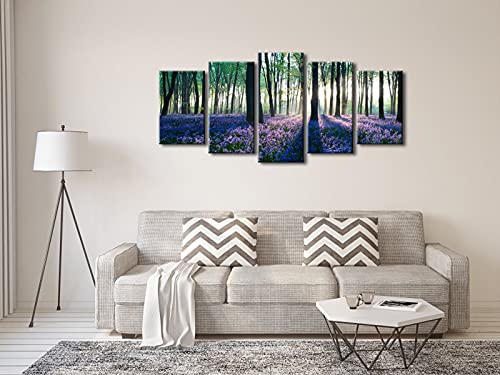 Early Morning Lavender 5-Panel Stretched Canvas Wall Art